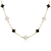 Colier argint placat cu aur galben cu trifoi cu mother of pearl si email negru DiAmanti Z2225NG_OP-DIA Colier argint placat cu aur galben cu trifoi cu mother of pearl si email negru DiAmanti Z2225NG_OP-DIA